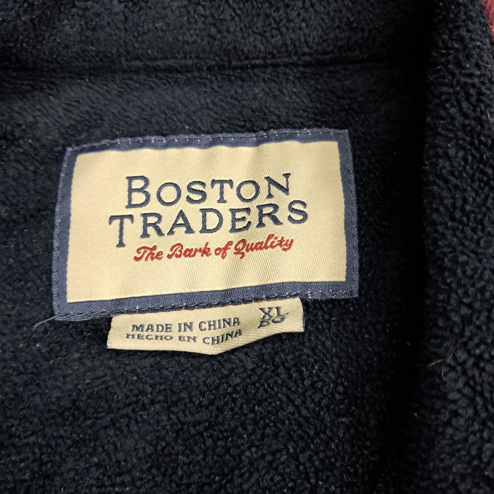 Boston Traders Mens XL Fleece Lined Plaid Flannel Shirt Navy Button Up 979740 - Picture 2 of 7